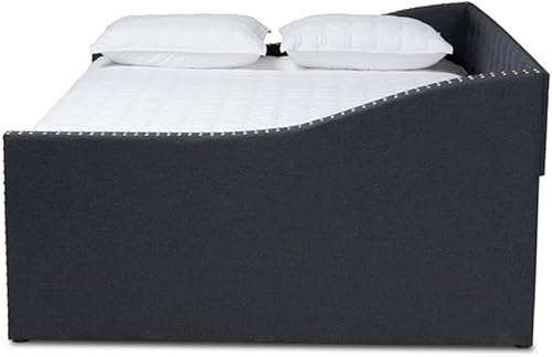 Miniatura 6 de BOWERY HILL Sofá cama tapizado de tela moderna tamaño Queen con nido en gris