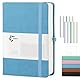 Fasood Notizbuch A5 Kariert, Hardcover Journal Notizbücher mit 320 Seiten, 100g/m² Dickes Papier, Mehrfarbige Registerkarten, Stiftlasche und Dokumententasche, für Schule, Büro (Blau)