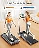 Folding Walking Pad with 12% Incline, Treadmills for Home Foldable, 2.5HP Under Desk Treadmills with Adjustable Hight, 10 KM/H Running Machines for Home with Remote & APP Control - Black Gray