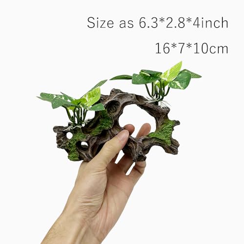 Image of Fish Tank Decorations Aquarium Decor Ornaments Betta Silk Leaf pad Hammock Artifical Driftwood Cave Goldfish Bowl Accessories (Type-H)