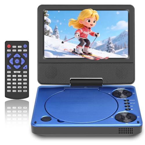 BOKYOK Blue 9.5" Portable DVD Players with 7.5" HD Swivel Screen, 5-6 Hrs Play, DVD Player Portable with Last Memory Dual Speaker, Support SYNC TV/USB/SD Card/AV by BOKYOK - Used condition - US$33.24