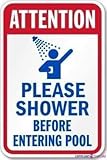 KSFEITING Straßenschild Warnschild Achtung Bitte Dusche vor dem Betreten Pool...