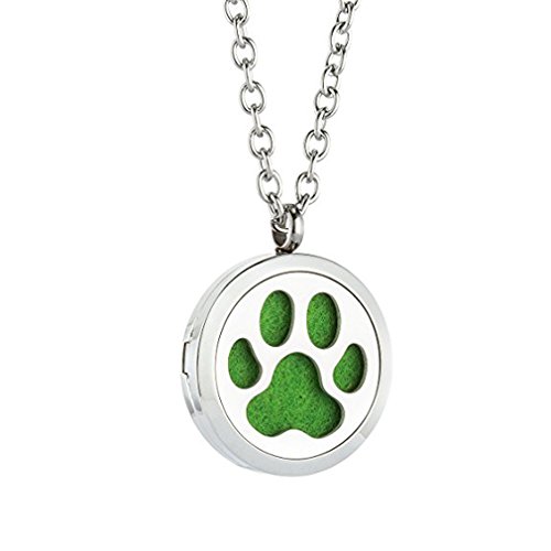 JOYMIAO Aromathérapie Diffuseur Pendentif Collier Huile Essentielle Premium Acier Inoxydable Paw Locket Pendentif