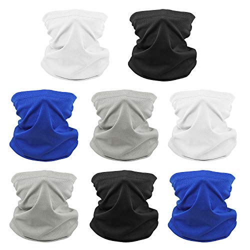 MENOLY Neck Gaiter, 8 Packs Summer Face Cover Cooling Neck Wraps Balaclava Neck Scarf Bandanas