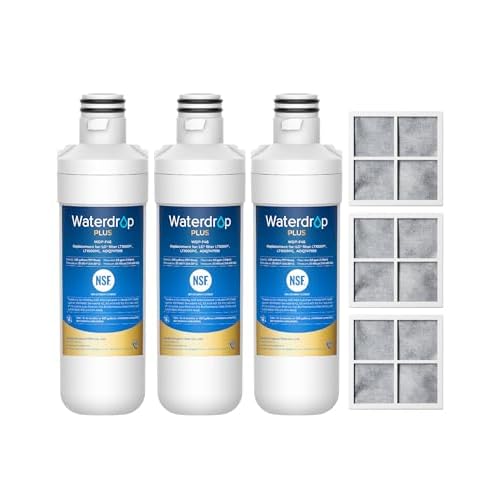 Waterdrop Plus LT1000PC ADQ747935 NSF 401 Refrigerator Water Filter and Air Filter, Reduce PFAS, Replacement for LG® LT1000P®, LRFWS2906V, LRMVS3006