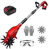 Motobineuse électrique,Motobineuse sans Fil pour Batterie Ma-Kita~ 21V, avec Batterie 3.0ah, 400W, 200mm de Largeur & 150mm Profondeur de Travail | Guidon Repliable | Idéal pour Potager (1 Batterie)