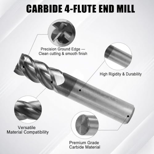 Image of NZ 5 /8 inch 4-Flute Square End Mill | CNC Milling Bits AlTiN Coated Carbide for Alloy Steel, Hardened Steel | 1-Pack