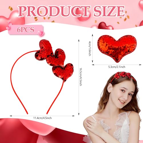 Diadema y Broches de Corazón Rojos para Mujer y Niñas miniatura 3
