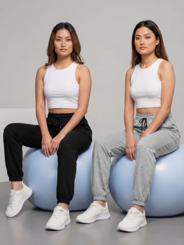 Image of Fflirtygo Cotton Solid Joggers /Track Pant /Solid Pajama /Leggings �100% Export Quality Soft Cotton Night Wear /Pocket Pyjama for Women Combo Pack of 2Pcs, Blue and Grey