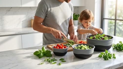 Fizu Home Pera Mixing Bowls with Lids, 8-Piece Airtight Leak-Proof Nesting BPA-Free Prep Bowl Set for Kitchen & Food Storage, Large 4200ml Capacity, Microwave & Dishwasher Safe(Black) by Fizu Home - Used condition - Image 8
