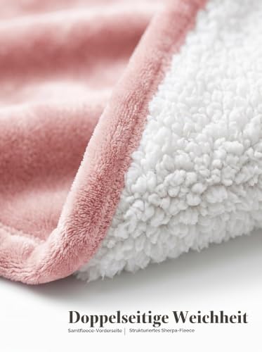 Utopia Bedding Kuscheldecke Warm Sherpa Wolldecke [Rosa, 200x150 cm] – Ansicht 4