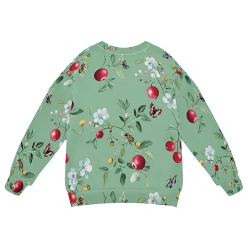 JUNZAN Funny Cranberries Fruit Sage Green Kids Girls Sweatshirts Hoodies Long Sleeve Hoodies for Girls Sports 4T2