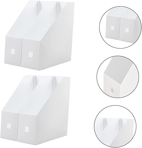 Miniatura 4 de 2 estantes de almacenamiento de archivos de plástico para organizador de escritorio, blanco, 20 pulgadas