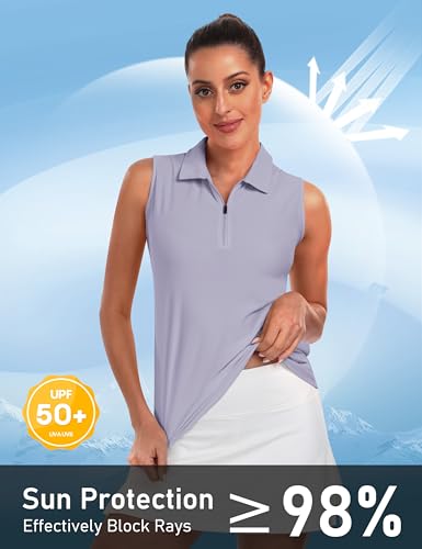 Image of AIRIKE Golf Polo Shirts for Women Sleeveless Summer Sports Athletic Fashionable Workwear-Quick Dry Womens Tank Tops