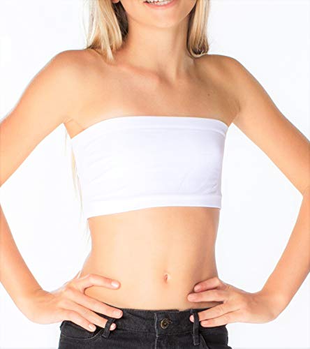 Girls Bandeau Tube Top Bra Strapless Comfort Fit Supportive Back to School One Size Fits Girls Age 10 to 143