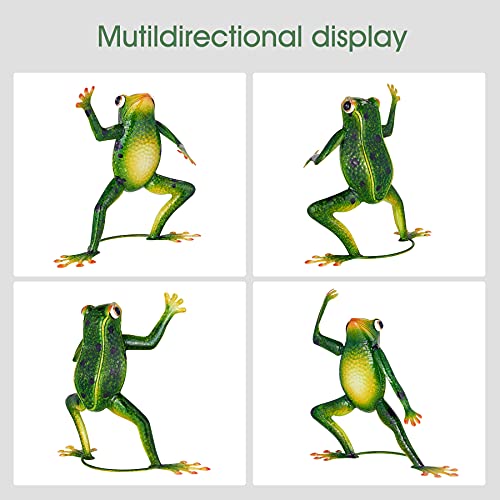 Kircust Frog Garden Décor Statues, Metal Animal Yard Art and Lawn Ornaments, Funny Garden Sculpture & Statues for Outdoor Patio Decoration, Set of 2 - Thumbnail 7