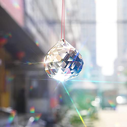MerryNine 60mm Clear Crystal Ball Prism Sun Shine Catcher Rainbow Pendants Maker, Hanging Crystals Prisms for Windows, for Feng Shui, for Gift(60mm/2.36\" 1pack) - Thumbnail 6