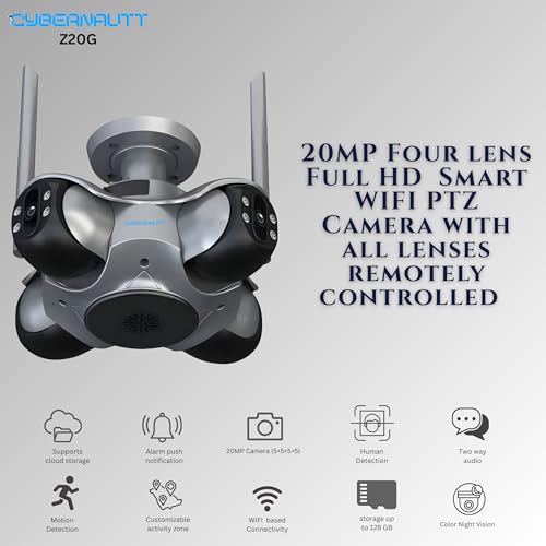 Image of XUGA Cybernautt Z20G 4 Lens WiFi Outdoor Camera | Premium 4-lens panoramic coverage with high-speed WiFi network connection. Active outdoor security and weatherproofing.