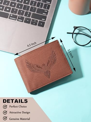 Image of SAMTROH Vegan Leather Wallet for Men | Vintage Printed | Premium Vegan Leather Craftsmanship | 3 Card Slots I 2 Cash Compartments & Secret Slots | 1 Coin Pocket. (Eagle, Brown)