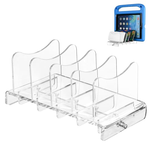 CaSZLUTION Acrylic Multi Device Organizer Stand Base for Portable Charger Power Banks, 4 Slots...