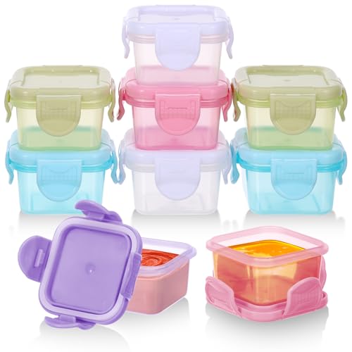 Fentar 9Pcs Taper Plastico，60ml Antifugas Recipientes Herméticos para Alimentos，Mini lindo Tupper Hermetico, Multifuncional Recipientes para Alimentos, Fácil de llevar Contenedores de Alimentos