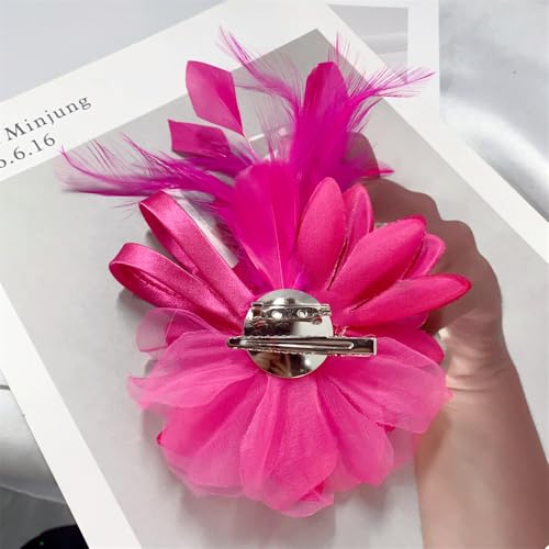 Image of Extra Large Flower Brooches for Women Lapel Pins Dainty Fabric Brooches Big Camellia Lady Flower Fascinator Hatpin Hair Clip for Wedding Prom Party Dance Banquet Ceremony Clothes Accessories Jewelry