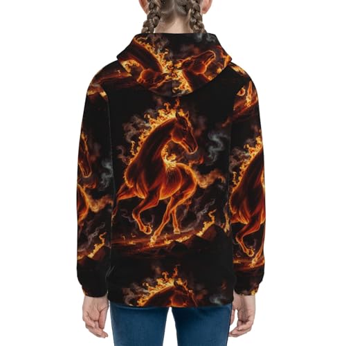 Fire Horse Kids Pullover Hoodies Boys Sweatshirts Girls Athletic Clothes with Pocket4