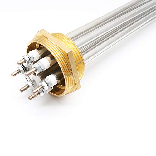 LDEXIN 1-1/2" Thread Electric Water Heater Tube Stainless Steel Element Screw-plug Submersible for Engineering Tank/Boiler 220V 6000W
