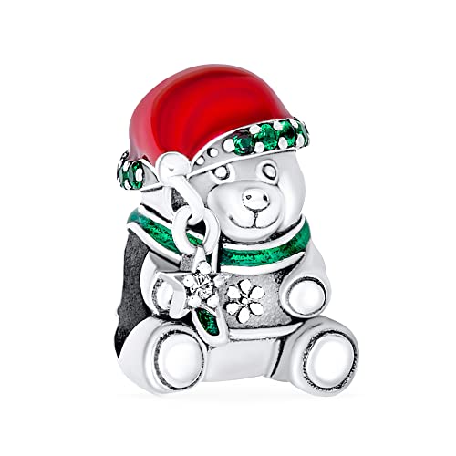 Charm oso de peluche de plata de ley .925 compatible con pulseras europeas para mujer