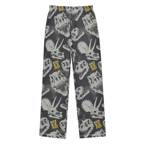 ZZKKO Dinosaur Skull Grey Boys Pants for Kids Jogger Pants with Pockets S-XL