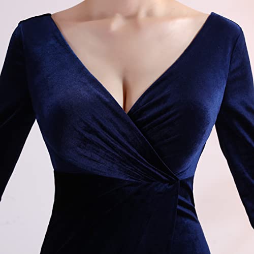 Azuki Vestido longo formal de veludo com manga 3/4 vestido de coquetel sexy elegante vestido de velu