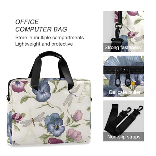 Maletín para portátil beige con estampado floral miniatura 6