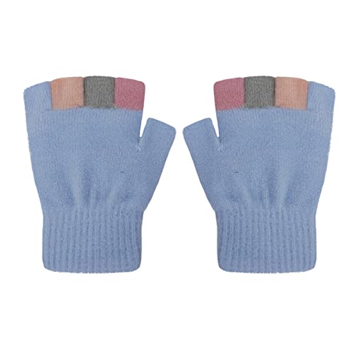 Kid Lovely Winter Warm Glove Boy Girl Knitted Half Finger Mitten Children Thermal Mitten Xmas Gift for 4-12 Years4