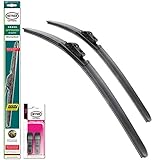 HYBRID Wischerblatt: Kombination zweier Technologien - Traditionelle Gelenke mit Edelstahlfeder für optimales Anliegen auf der Windschutzscheibe + Flachbalkentechnologie mit zusätzlicher Federkonstruktion für optimalen Anpressdruck und elegantes Design.