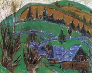 Peinture à l'huile Transylvanian Landscape Istvan Nagy pour Meubler un Grand Mur Vide