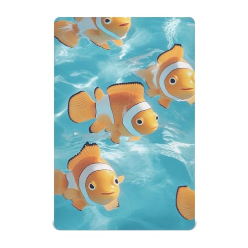 Image of Crib Sheet Breathable Soft Crib Mattress Sheet for Baby Toddler Boys Girls Fitted Crib Sheet Fit Standard Crib Mattress 39 x 27 Inch Yellow Clownfishes and Swimming Pool