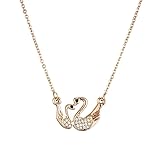 DACKLOONG Elegante collar con colgante de corazón de dos cisnes de cristal, joyería para mujer para fiesta y regalo, Zinc