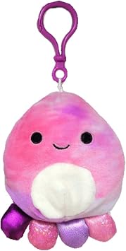 Squishmallow Official Kellytoy Collectible Sea Life Squad Squishy Soft Animals Ocean Fish Creatures Pink/Purple/Shimmer, Adelaide Octopus, 3.5 Inch Clip