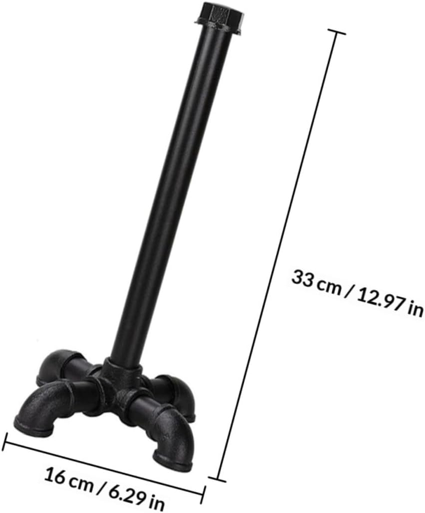 Toddmomy Retro Industrial Iron Upright Roll Paper Stand Vintage Tissue Holder for Bathroom Kitchen Desktop Use Black