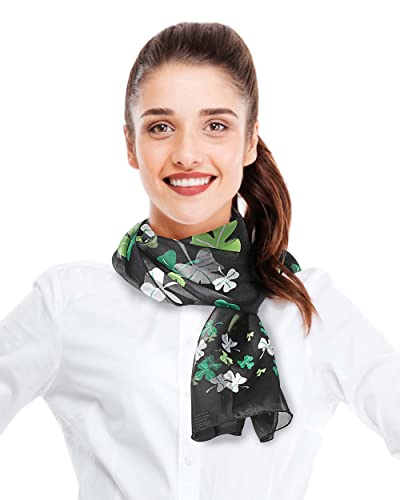 CBC Crown Women's St.Patrick's Shamrock Scarf Clover Scarf, One Size, Green White Black4