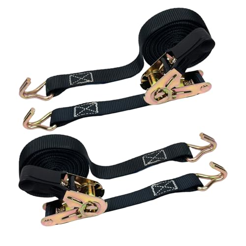 OWSYTOOL Ratchet Straps 2Pack 800KG Tie Down Straps 6M x 25mm Ratchet Straps with Hook Lashing Strap for Motorcycles Car Trailer Cargoes Household