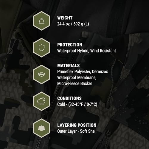 KUIU Axis Hybrid Hooded Jacket – Waterproof Paneling, Wind Resistant, Fleece-Lined Soft Shell for Active Cold Weather Hunting4