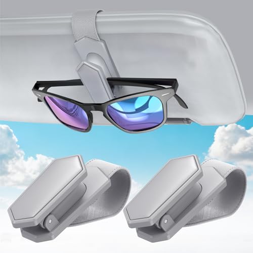 Image of Veharvim One-Handed-Operation Sunglasses Holder for Car, Visor Sunglass Holder Clip, Car Accessories Interior, Universal Fit Silicone Padded Visor Sunglass Holder Car, Unmatched Durability (2 Pack)
