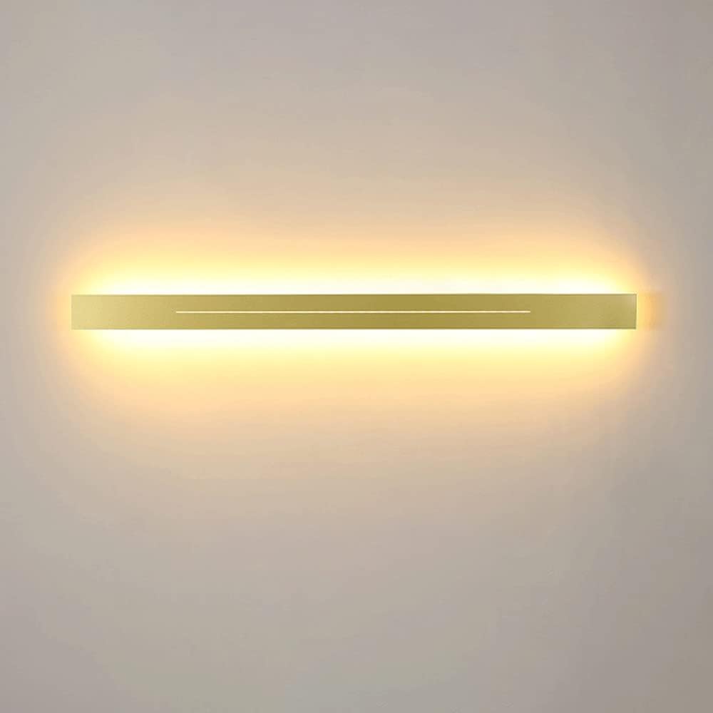 HCZKIUJY Modern Minimalist Long LED Wall Sconce Bedroom Wall Lamp, Indoor Decor Wall Light for Living Room Bedside Hotel Corridor Stairway(Gold-100cm)