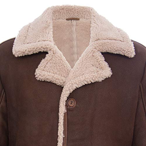 Mens Brown German Classic Real Sheepskin Shearling Leather Cromby Jacket Coat3