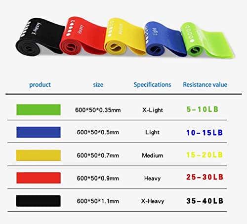 B-Fit Resistance Loop Bands For Exercising - 5 Power Loops With Carry Pouch - Durable Looped Resistance Bands For Working Out At Home, Office Or Gym - Extra Light To Extra Heavy Tension #TOP2