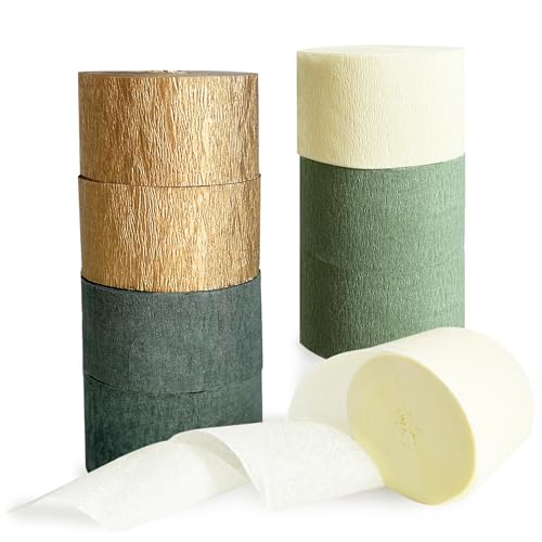 Image of Sage Green Crepe Paper Streamers 8 Rolls 656 ft Crepe Paper Decorations for Birthday Party, Baby Shower, Wedding, Bridal Shower, Bachelorette
