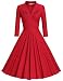 MUXXN Women's Vintage 3/4 Sleeve Bridesmaid Party Dress (2XL, Red)