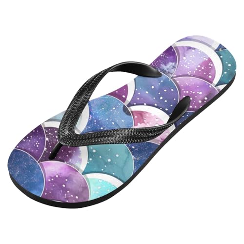 Womens Flip Flops Purple Mermaid ScaleNon-Slip Casual Beach Slippers Rubber Sandals214B3169