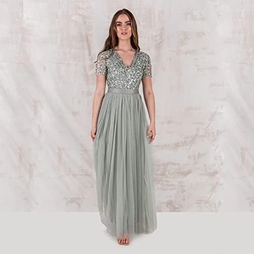 Maya Deluxe Maxi-jurk, bruidsmeisjesjurk, gestreept, korte